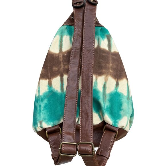 Axcess by Liz Claiborne Tie-Dye Backpack Purse Canvas & Faux Leather Trim - Picture 2 of 6